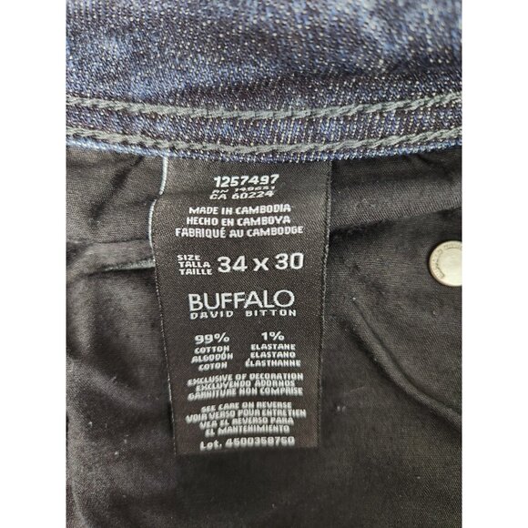 Buffalo David Bitton Jeans Mens 34x30 Jackson-X Straight Stretch Dark Wash - Picture 13 of 16